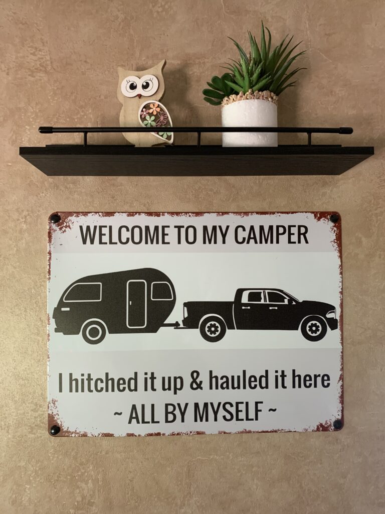Rustic printable metal camper sign featuring rustic edges perfect for any message.